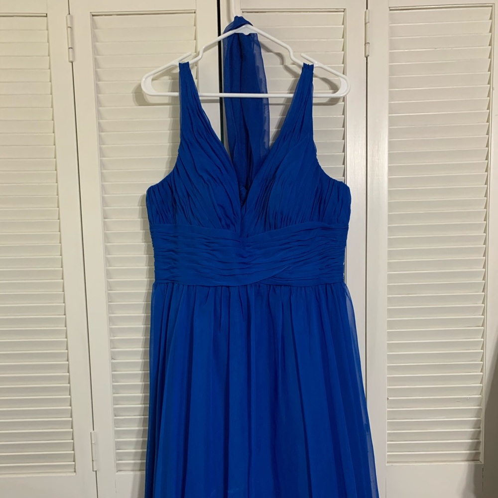 Electric Blue Mori Lee Formal V-Neck Dress